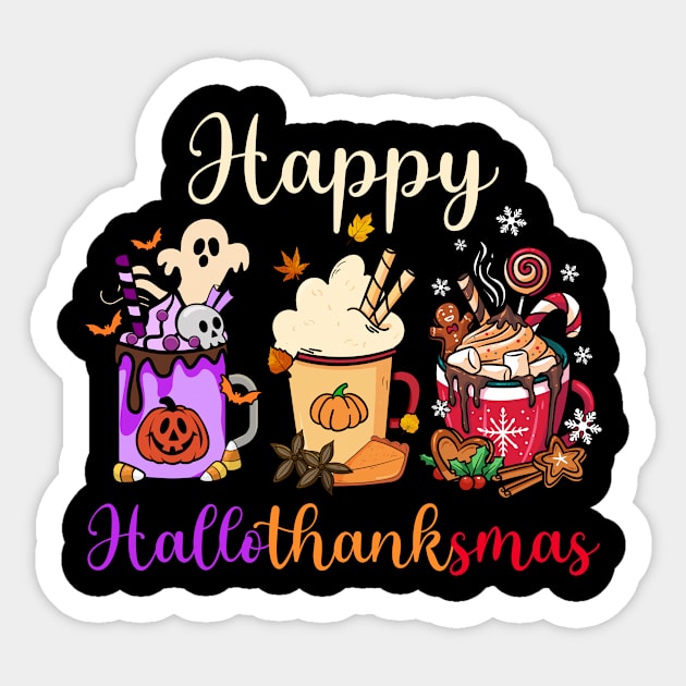 Happy Hallothanksmas Coffee Latte Sticker by antrazdixonlda